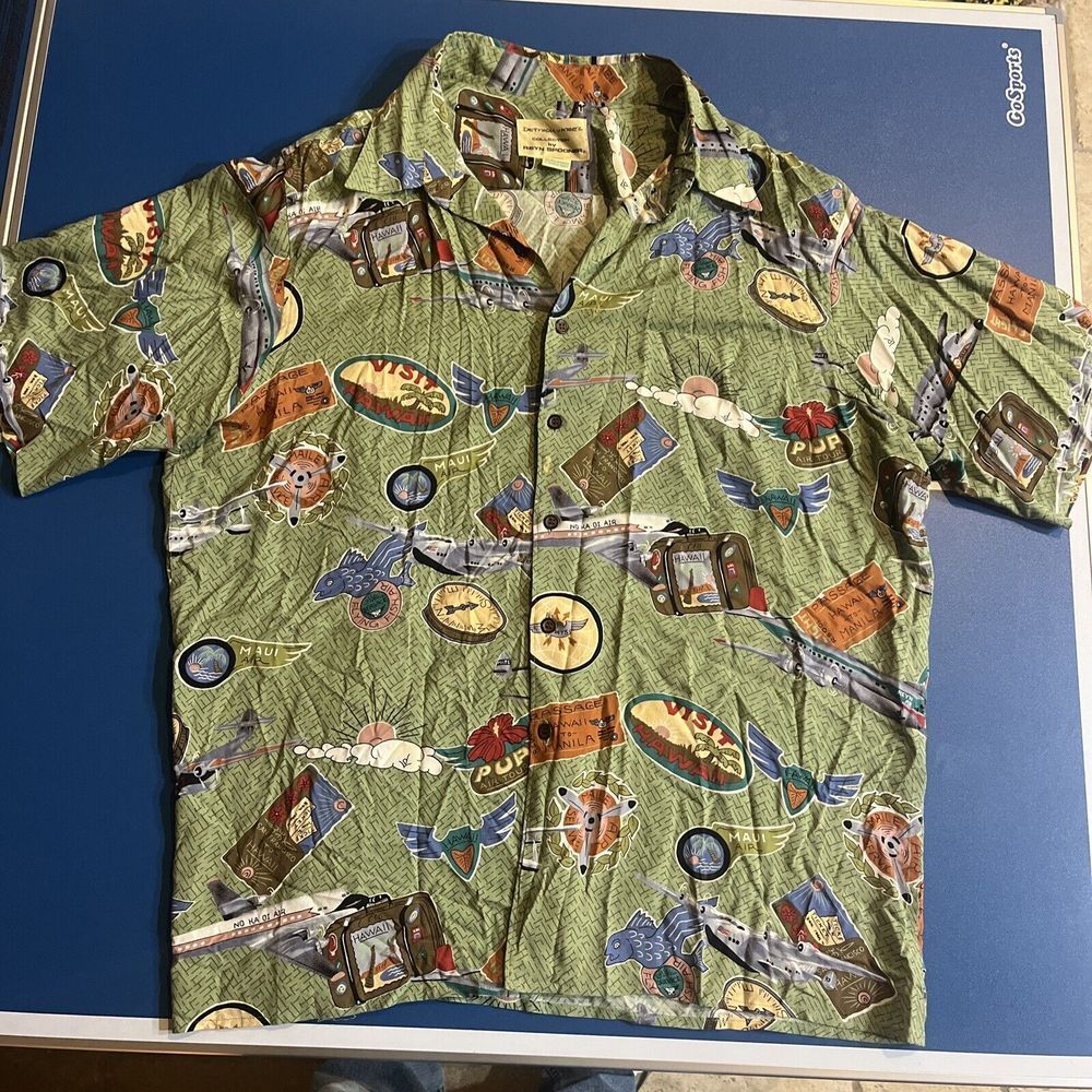 Reyn Spooner x‎ Dietrich Varez Hawaiian Shirt Travel Airlines Aloha Visit Hawaii